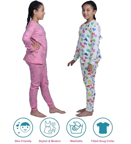 Image of Hestia | H.NSG.N.1 | Kids Girls Nightwear | Sleepwear | Cotton |Trouser Full Sleeves Tshirt | Elastic Waist |Night Dress with Pyjama Tshirts for Girls|All Over Horse Printed |Blue Color 4-6Yrs |Set 1