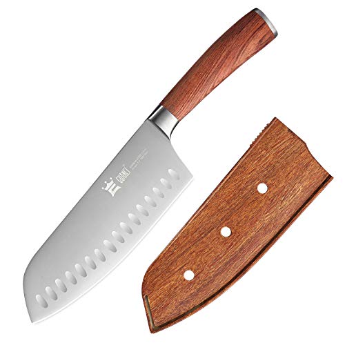 Cleaver Knife 7 Inch,GUANCI German High Carbon Steel Asian Chef Knife with Rosewood Handle, Vegetable Meat Cleaver Knife with protective Sheath, Multifunctional Anti-rust Kitchen Knife for Cooking