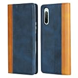 Ｈａｖａｙａ 対応 SO-41A ケース Xperia10II ケース SOV43 ケース 手帳型 耐衝撃 au ソニー エクスペリア10ii カバー 第2世代 docomo a001so ワイモバイル SoftBank カード収納 レザー-ブルー＋イエロー