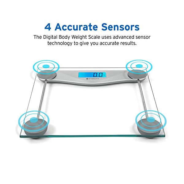 Etekcity-Digital-Body-Weight-Bathroom-Scale-Large-Blue-LCD-Backlight-Display-High-Precision-Measurements6mm-Tempered-Glass-400-Pounds Etekcity Bathroom Scale for Body Weight, Digital Weighing Machine for People, Accurate & Large LCD Backlight Display, 6mm Tempered Glass, 400 lbs