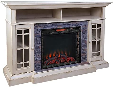 Allen Home Bennett 66 inch Freestanding Electric Fireplace TV Stand - Farmhouse Ivory, ASMM-017-2866-S404-T