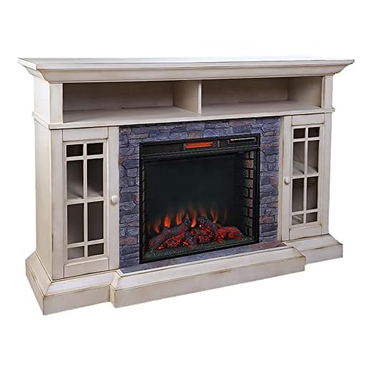 Allen Home Bennett 66 inch Freestanding Electric Fireplace TV Stand - Farmhouse Ivory, ASMM-017-2866-S404-T
