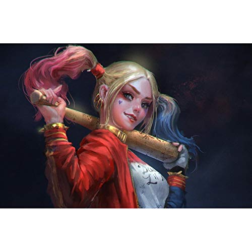 DIY Pintar por números Pintura de decoración de película de imagen de niña de Harley Quinn...