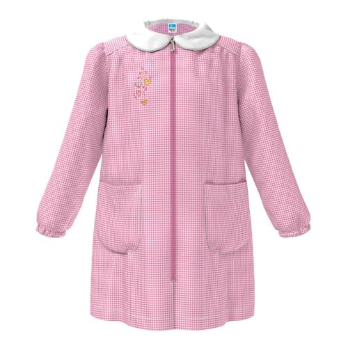 Grembiule Asilo Bambina SIGGI 33GR4031 Cuori Colorati Zip, Bianco Rosa