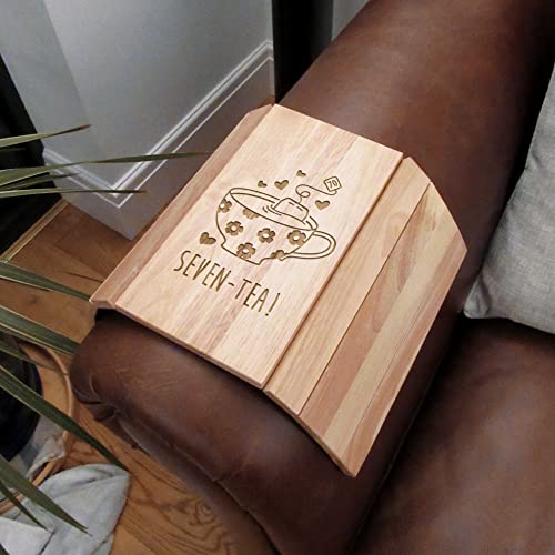 eBuyGB Engraved Sofa Tray -Seven-Tea Design - Flexible Sofa Arm Tray, 70th Birthday Gifts for Women, Her - Seventieth Birthday Gift for Mum, Grandma