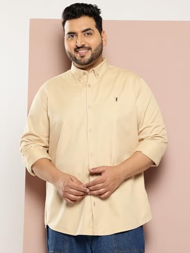 Image of Thomas Scott Men's Cricket Club Collection Classic Regular Fit Twill Shirt | 100% Cotton Long Sleeve Solid Shirt with Button Down Collar (Available in Plus Size)