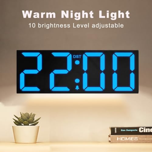 Image of JALL 22.15 inch Large Digital Wall Clock with Big LED Number Display, Blue
