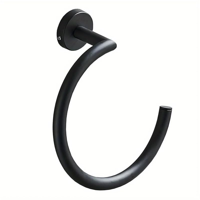 Anneau porte-serviette mural noir mat pour optimiser l'espace de votre douche design