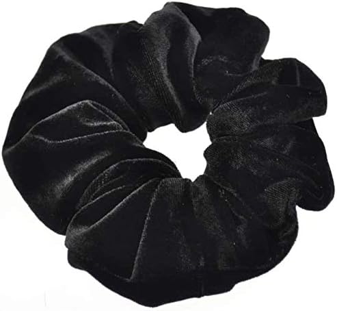 Classic Luxurious Premium Soft Velvet Scrunchies Hair Ties Bands Ponytail Holder Bobble For Women Girls Kids(Black)