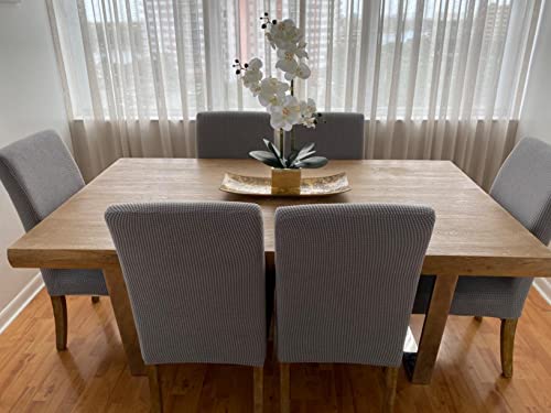 Soulfeel Set Of 6 Stretch Textured Check Dining Chair Covers Removable And Washable Spandex Parsons Chair Seat Protector Slipcovers For Dining Room Restaurant Hotel Banquet Ceremony (Solid Gray) #TOP1