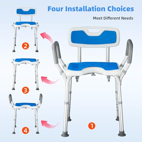 Tabouret de salle de bain robuste charge 180 kg antidérapant avec dossier - 7