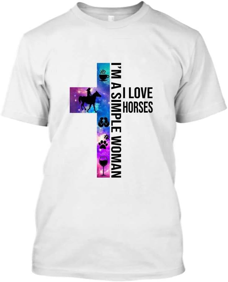 HAMERCOPI'm A Simple Woman I Love Horse Funny Horse Lover Unisex T-Shirt Long Sleeve Sweatshirt Hoodie White