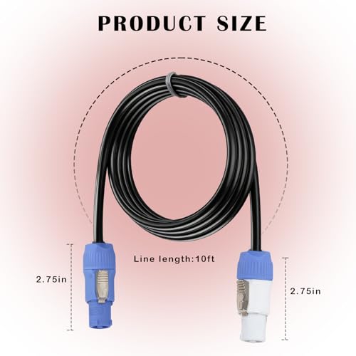 Image of Stage Light PowerCon Cable AC PowerCon Input to Output 12AWG 3 Pin Power Extension Cable for LED Screen Beam Moving Head Light Audio Video Equipment - 3.05M / 10FT