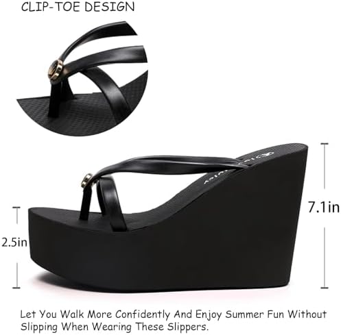 Women's Slip-On Platform Wedge Sandals - Peep Toe Design
