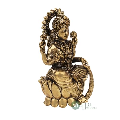 Image of INDICAST Handcrafted Brass Goddess Laxmi Statue for Home Temple | 3.5 inch Maa Lakshmi Figurine Idol Murti Sacred Symbol of Wealth | Perfect for Rituals & Gifting (Weight- 150gm)
