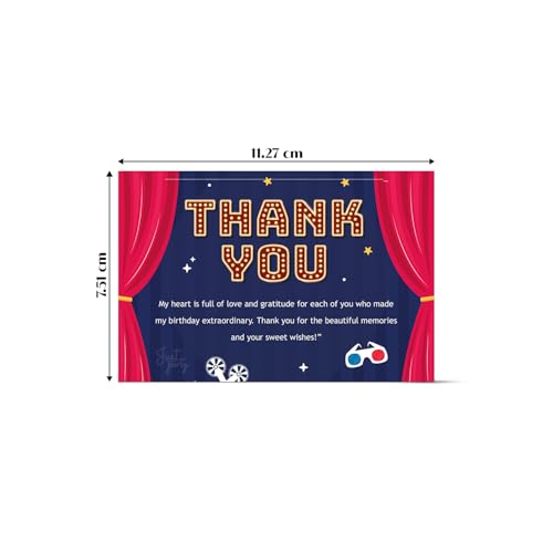 Image of Just Party Bollywood Theme Thank You Cards for Return Gifts for Birthday Party (Pack of 10) | Colourful Bollywood Party Thank You Tags for Return Gift for Kids, Boys & Girls