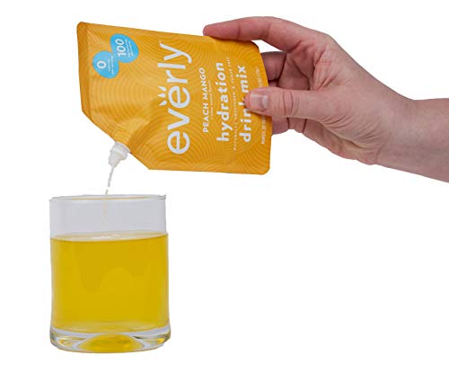 Everly Hydration - Drink Mix Powder, Sugar Free, Natural Sweeteners (Stevia & Organic Erythritol), No Calories, Keto Diet, Water Flavoring and Water Enhancer – Pouch, 30 servings (Peach Mango)