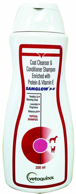 Samglow P-V Coat Cleanser & Conditioner Shampoo for Dogs & Cats, 200 ml, Protein & Vitamin-E Enriched
