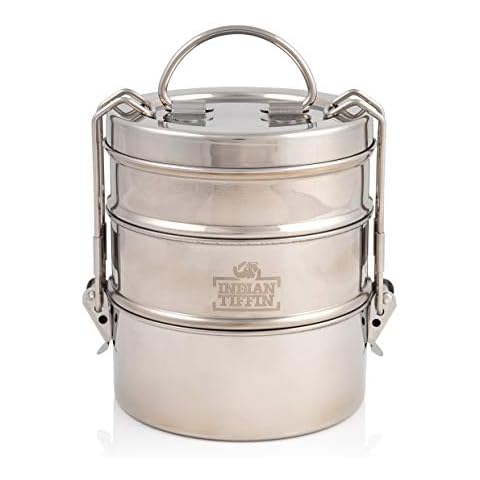 3 Tier Indian-Tiffin Stainless Steel Medium Tiffin Lunch Box Cover