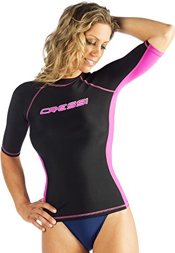 Cressi Man Short Sleeve Rash Guard, black/pink, XXL