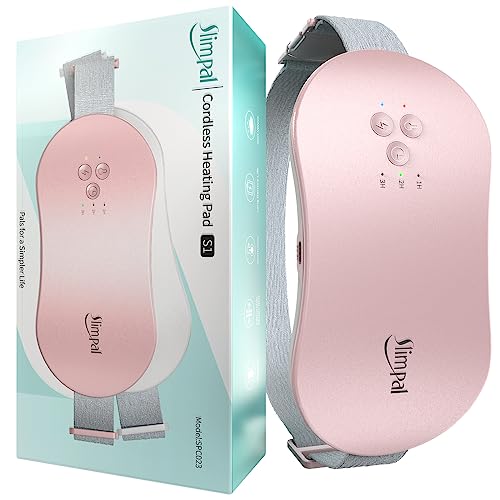 Slimpal Cuscinetto Riscaldante Mestruale, Menstural Heating Pad for Period Portatile Elettrica Fascia Riscaldante Dolori Mestruali, 3 Impostazioni di Spegnimento Automatico del Timer, Rosa
