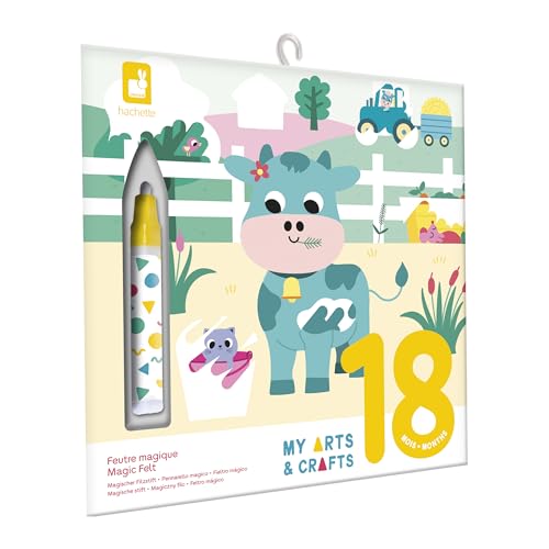 Janod - Feutre Magique - Activité Manuelle pour Enfant Non Salissante Thème Ferme - Kit de Loisirs Créatifs - A recommencer à l'infini - Dès 18 Mois