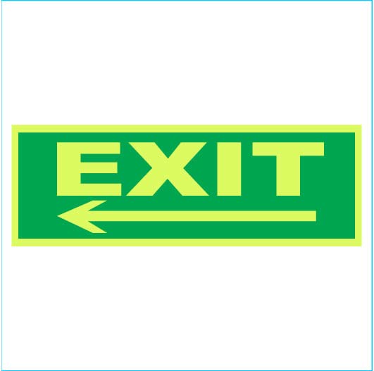 Exit Left Arrow Glow Sign Emergency fire Safety Radium Night Light