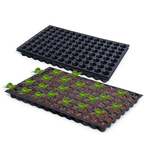 Image of SJ Organics 104 Cell Seedling Tray - Pack of 5 | Heavy Duty Germination Tray for Seed Starting, Indoor Gardening & Plant Nursery Use
