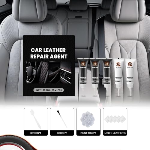 Berriphonia Kit de reparación para asientos de coche de cuero | Acondicionador de tapicería de salpicadero, pulidor de cuero para arañazos en tapicería de coche, barco, bolso, botas, chaqueta, zapato