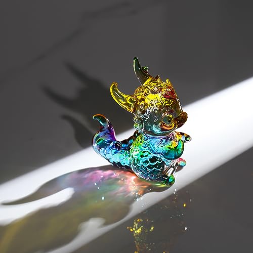 Qianwei Crystal Dragon Figurines - Blown Glass Dragon Decor Statue Office Table Desk Decorations Christmas Collectible Figurines Mini Crystal Gifts Glass Animals - Thumbnail 6