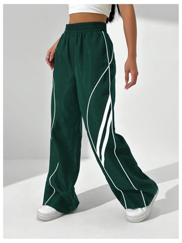 GORGLITTER Women's Wide Leg Track Pants Baggy Y2k High Waisted Dance Parachute Trousers Steertwear4