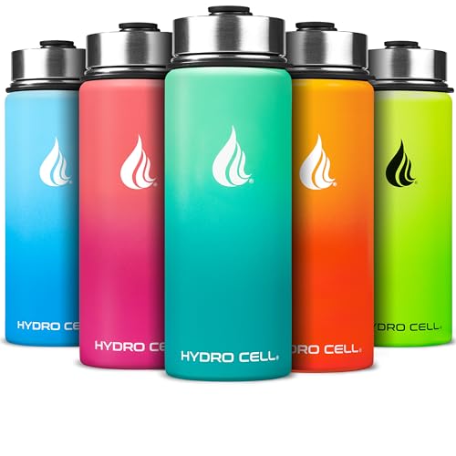 Image of HYDRO CELL Stainless Steel Insulated Water Bottle with Straw - For Cold & Hot Drinks - Metal Vacuum Flask with Screw Cap and Modern Leakproof Sport Thermos for Adults (Mint /Green 18oz)