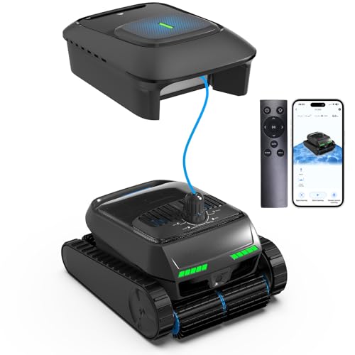 Image of Automatic Robotic Pool Vacuum Cleaner with Skimmer, Smart Navigation, Pool Cleaner Robot for Surface, Walls, Waterline & Floor Cleaning, 10000GPH Suction, Self-Parking