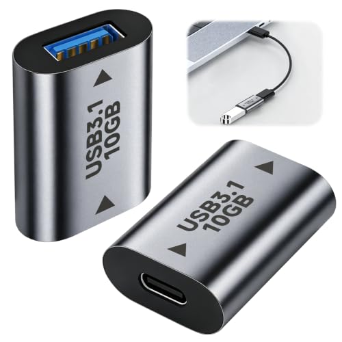 Adaptador USB Hembra a USB C Hembra Paquet de 2 Adaptado USB 3.1 a Tipo C Alta Velocidad de Doble Cara de 10 Gbps Compatible con Sincronización de Datos y Carga para Laptop/PC etc