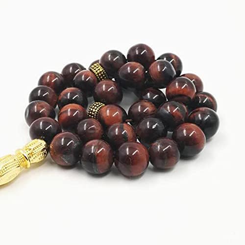 Distinctive Tasbih Natural Red Tiger Eye Stone 33 Beads Bracelet Muslim Rosary Bead (10mm x 66beads)