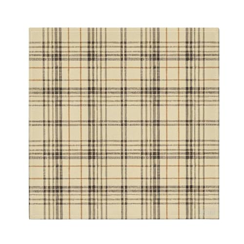 Servilletas de Tela Cuadradas Beige Plaid 20 x 20 pulg Set x4 miniatura 2