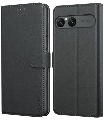 Leacckl Coque pour Sony Xperia 10 VII, Etui Protection Housse Premium en Cuir PU Portefeuille, [Ranges Cartes] Pochette Fermeture Magnétique, Noir