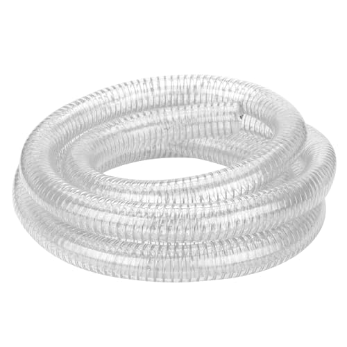 Suction Hose 3/4"ID x 10ft Reinforced Tubing PVC Clear Wire Vinyl Tubing,Heavy Duty Spiral Steel Flexible Hose,Dust Collection Boat Marine Pump, Drain