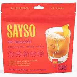 SAYSO Old Fashioned Original Craft Cocktail Tea Bag | Under 1 Min (With Bitters & Orange) | Steep in Whiskey & Cold Water | Organic, Certified Gluten-free & Non-GMO (4G Sugar, 15 Calories), 8 count