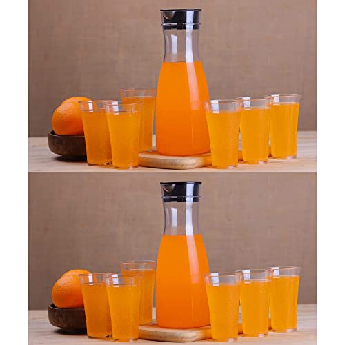 Primelife Unbreakable 1 Water Juice Jug and 6 Pieces Glass Combo Set for Dining Table Jug Glass Set 1 Liter JUG & 6 200ML Glass - Black (Jug & Glass Set)(Set of 2)