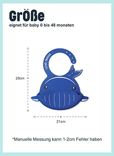 FutureFounder slabbetje baby siliconen plastic zacht waterdicht slabbetje met opvangbak silicone afwasbaar walviskrab… - Image 7