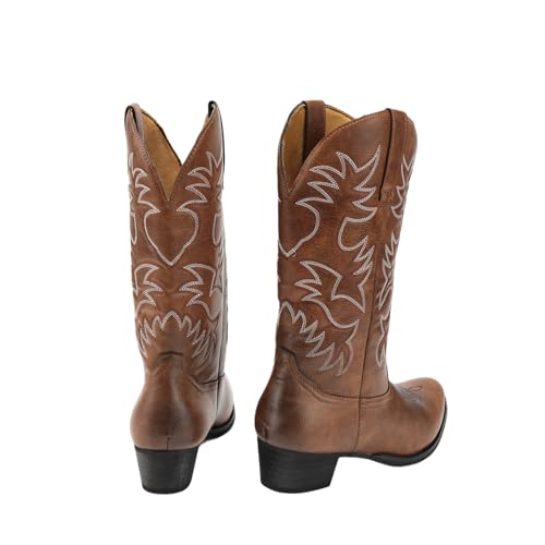 Cowboy Boots for Men Wide Toe boots Embroidered Western Boots Traditional Country Boot Pull On Slip Resistant Boots2