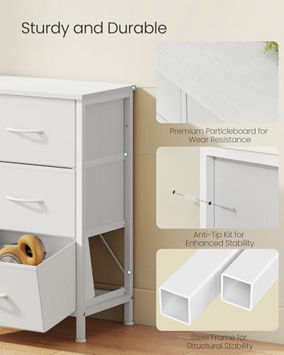 Image of SONGMICS BELLAH Collection - Dresser for Bedroom, TV Stand for TVs Up to 55 Inches, Chest of Drawers for Living Room, Closet, Steel, 9 Drawers, Modern, Cloud White ULGS033WH02S