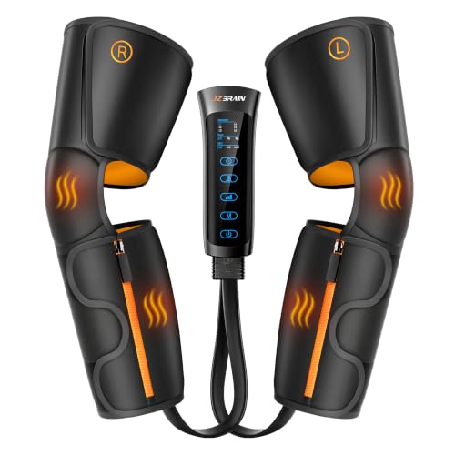 JZBRAIN Air Compression Leg Massager with Heat : Calf Knees & Thigh Recovery Compression System for Pain Relief & Circulation - Sequential Massager with 3 Heat 3 Modes & 6 Intensities for Daily Use