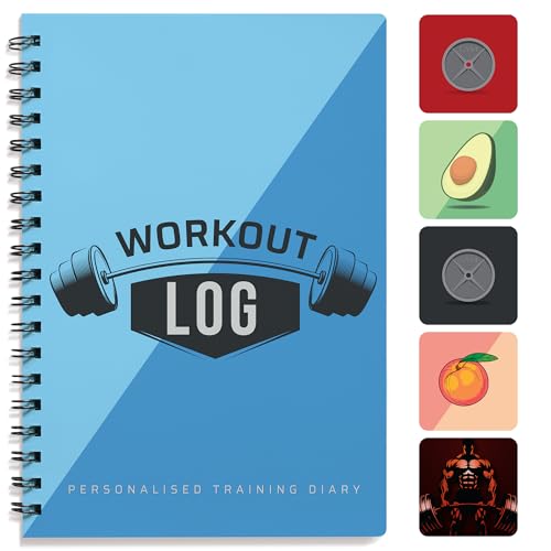Workout Planner for Daily Fitness Tracking & Goals Setting - A5 Size, 6” x 8”, Azure Blue - Improved Thicker Cover - Men & Women Personal Home & Gym Training Diary - Log Book - by Workout Log Gym