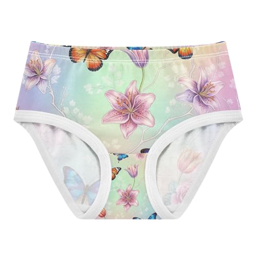 Colorful Butterflies Cotton Toddler Underwear, Girls' Underwear, 2T–8 Years