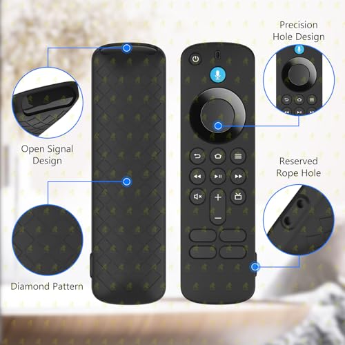 Image of RAYA Silicone TV Remote Cover Compatible with All New Fire TV Stick 4k & Fire Tv Stick HD Remote 2025 Model Protective Case with Lanyard (Black)