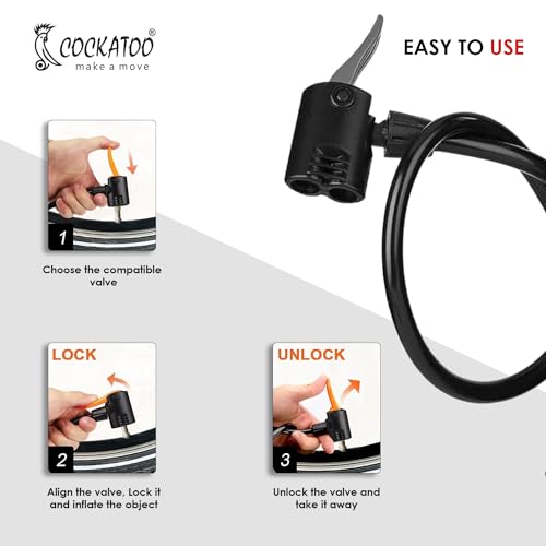 Image of Cockatoo Bicycle Foot Balloon Pump Machine for Bikes and Cycle, Balloon High Pressure Cycle Air Pump for Bicycle, Pump for Cycle Tyre