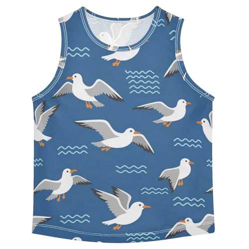 J JOYSAY Seagull Wave Blue Boys Tank Top Sleeveless Muscle Shirts Quick Dry Workout Active Sport Kids T-Shirts 3-15T