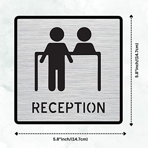 Image of CVANU 1pc Silver Acrylic RECEPTION Self-Adhesive Sign Board for Office /Hospital /Cafe Sign Board c82